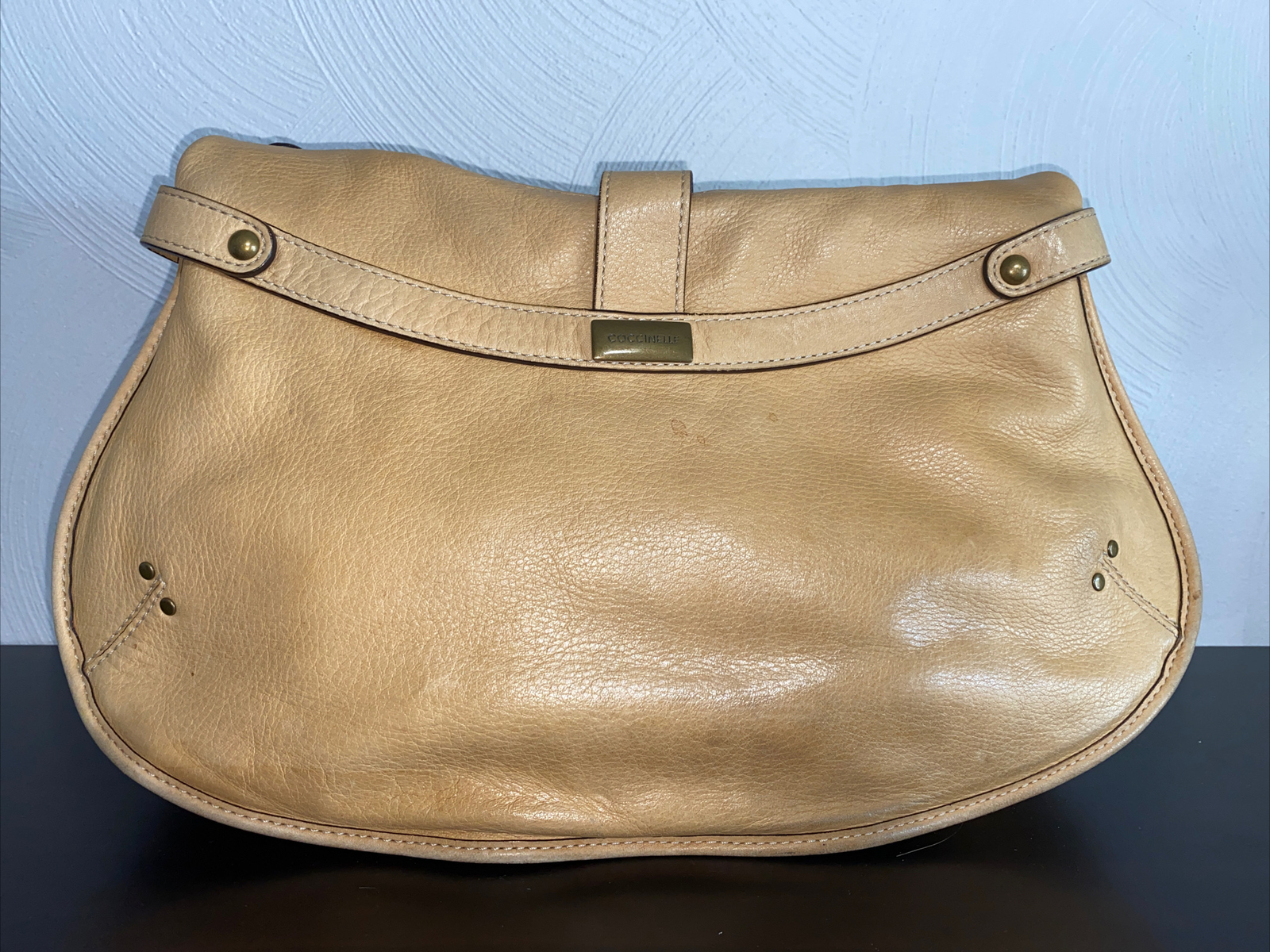 Italian Leather Coccinelle Hobo Purse Tan Camel Gem