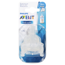 AVENT Anti-Colic Teat 3m Medium Flow 2 Pack Leak-Free Design SCF633/27