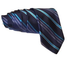 Van Heusen 100 Silk Navy Striped Necktie Pre-owned L 60" W 4" Made in China