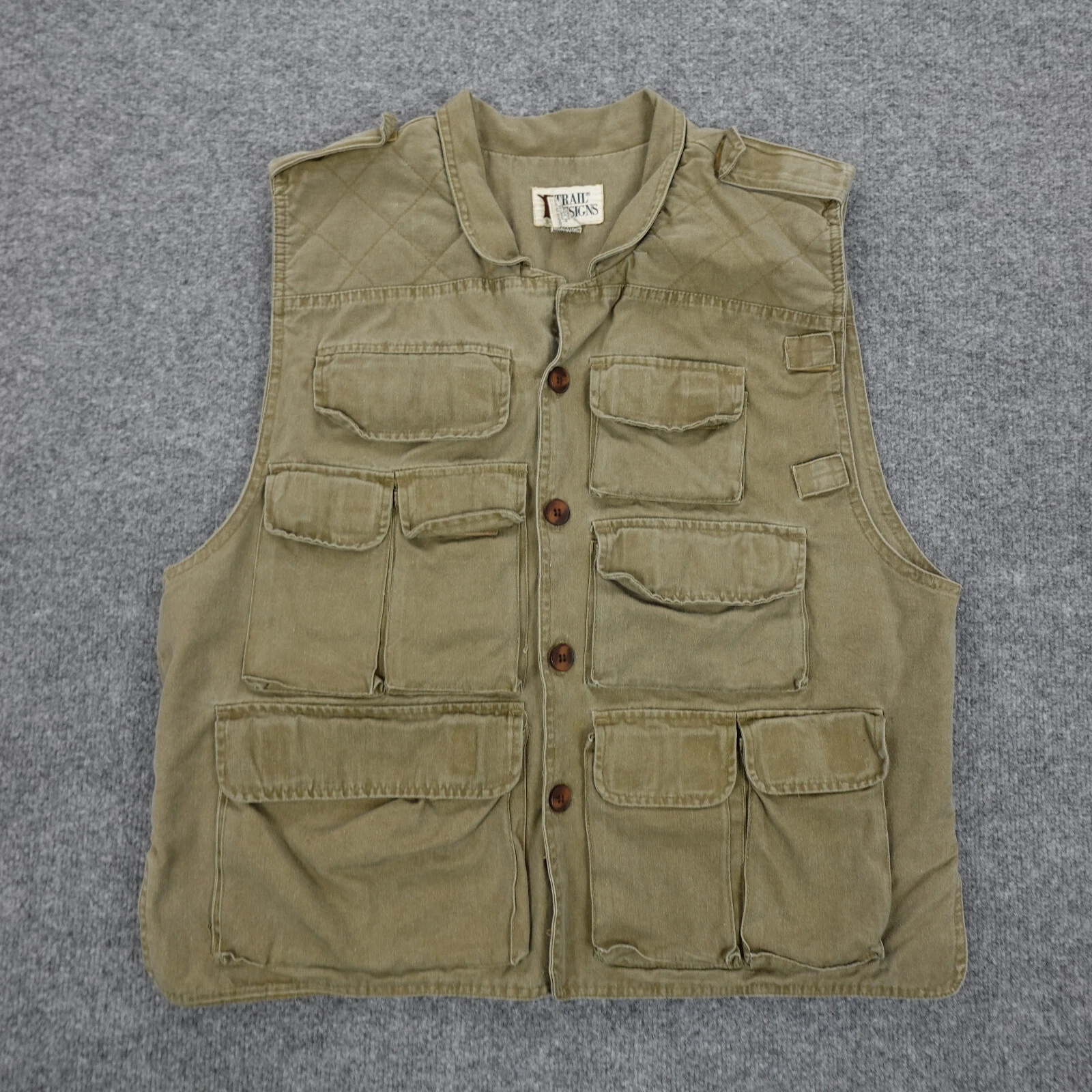 Trail Designs Vest Mens L Brown Tactical Hunting Fishing Shooting Cargo Utility