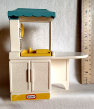 1990's Little Tikes dollhouse BLUE KITCHEN ISLAND 122122 w/Phone Sink Oven 