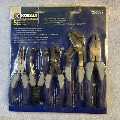 Kobalt 5 Pc Pliers Set - Black Micro-Nickel Finish - New Old Stock