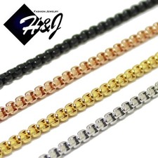 16-36"Men Women Stainless Steel 3mm Silver/Gold/Black Plated Box Chain Necklace