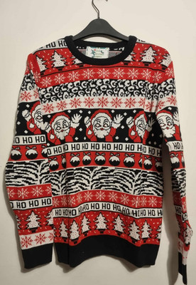 British Christmas Jumpers Womens Comic Wave Santa Eco Christmas Jumper Small