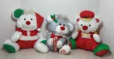 Fisher-Price Christmas Puffalump lot 3 Teddy Bear Soldier Santa Suit hat mouse