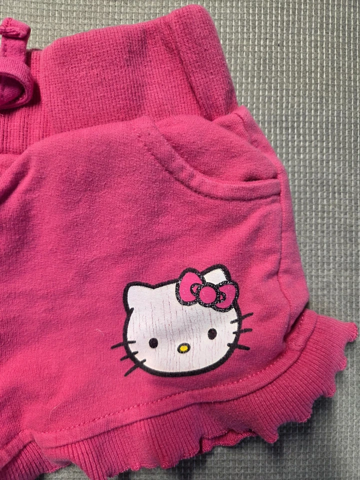 Pantalones Cortos Hello Kitty Niñas Talla 4T Rosa Volantes Dobladillo Cordón Cómodos Informales Pantalones Cortos Foto 4 de 4
