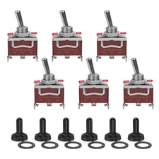 6 Pack Toggle Switch, 3 Pin 12V DC 30A/250V AC 15A, Heavy Duty SPDT ON Off ON...