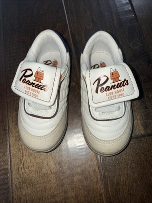 ZARA Peanuts Club House Snoopy Kids Leather Sneakers White US 6.5  EUR 23