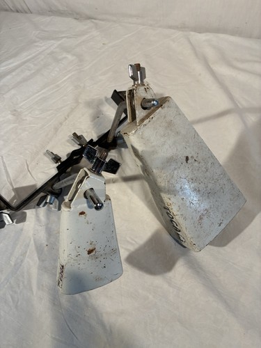 Toca Double Cow Bell Set White SteelTone-Matched Cowbells w/Rythmtech Mount