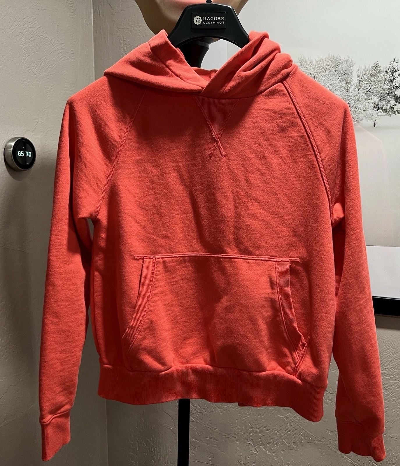 Athleta Moonrise Hoodie Sweatshirt Passionfruit Coral Long Sleeve Open Back S