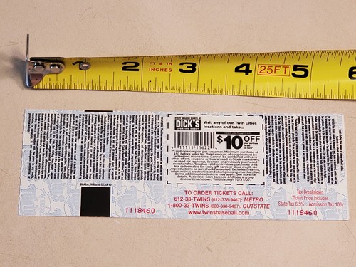 2007 MLB Minnesota Twins Ticket Stub gegen Detroit Tigers 16. September 2007 (4-6L) Ron GA - Bild 2 von 8