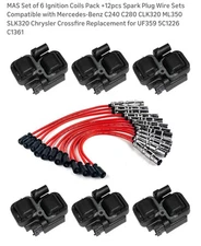 MAS Set of 6 Ignition Coils Pack +12pcs Spark Plug Wire Sets Compatible with ...