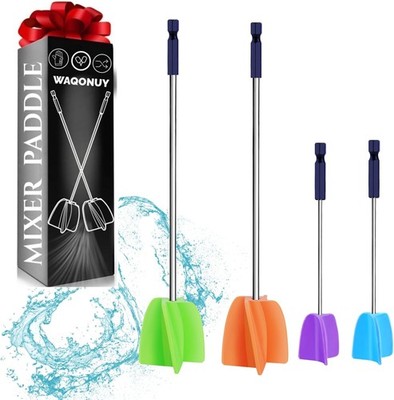 2 Big+2 Small Silicone Resin Mixer Paddles for Drill, Epoxy Mixer Attachment for