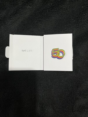 Apple employee 50th anniversary pin, t shirt, and poster, collectible memoribili