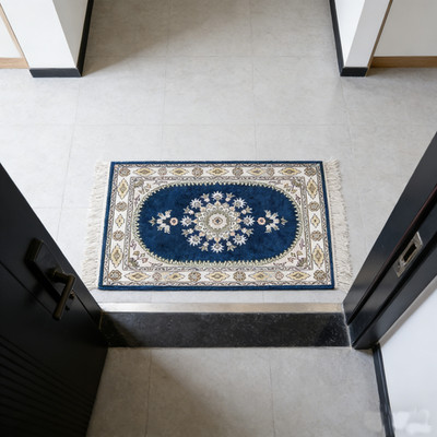 Zhiyi 2x3ft Handmade Silk Area Rug Blue Hand-knotted Traditional Carpet 328C