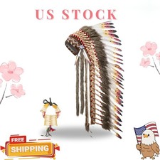Large Native Indian Feather Headdress with Choker for Decor Costume