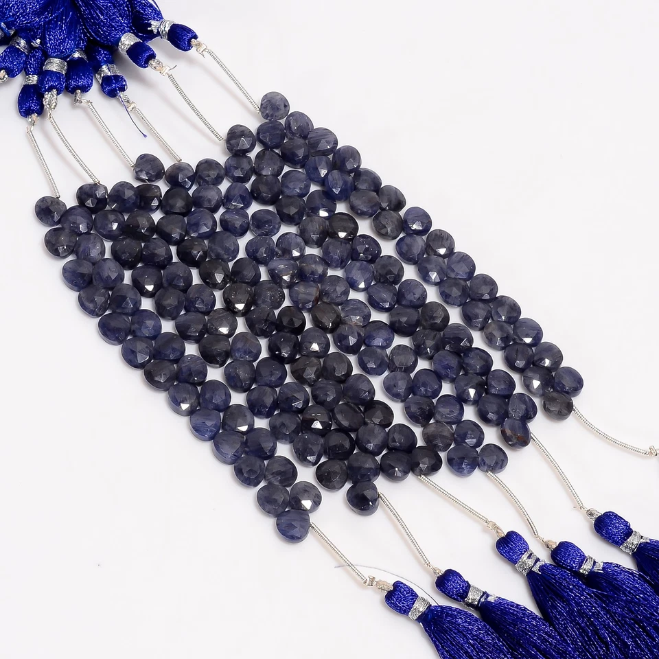 Cuentas facetadas con forma de corazón de piedras preciosas de sodalita 6X6X3 mm hilo 3,75" UGB-731 Foto 2 de 4