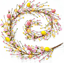 6 Ft Easter Garland with Lights Timer Easter Decorations, Artificial Easter Egg