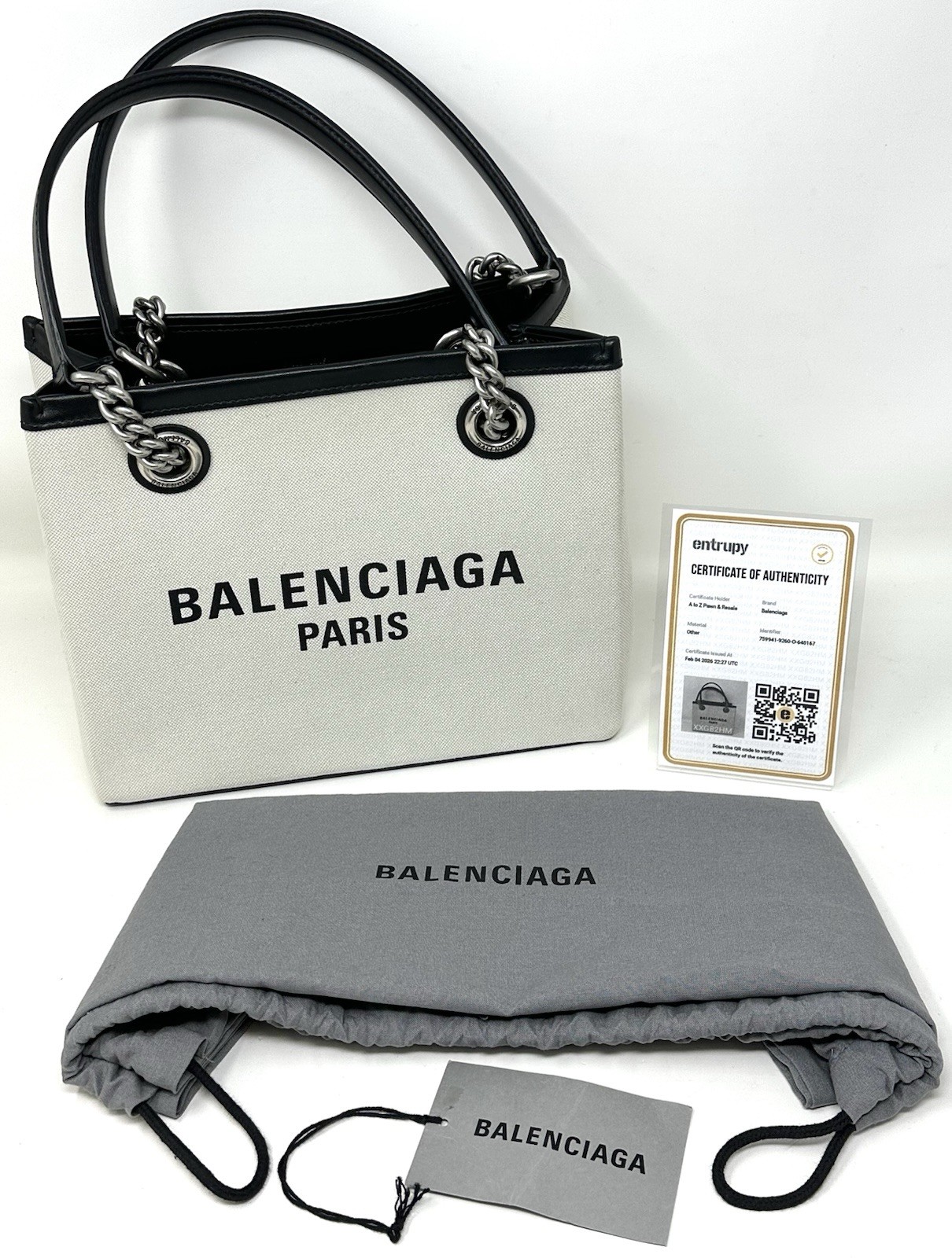 Balenciaga 759941 Naturel Duty Free Small Logo Tote Bag Purse Entrupy Certified