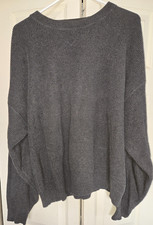 VINTAGE EDDIE BAUER GRAY KNIT COTTON MEN'S SWEATER PULLOVER SIZE L MADE IN USA