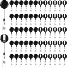 Handepo 200 Pcs Retractable Badge Reels Bulk Holders Black 