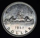 Canada 1947 $1 One Silver Dollar King George VI .800 Silver Blunt 7