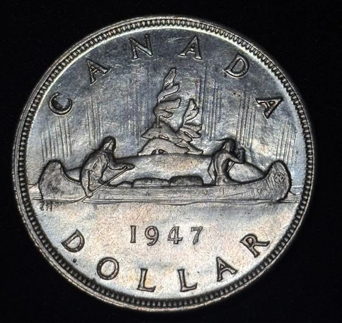 Canada 1947 $1 One Silver Dollar King George VI .800 Silver Blunt 7