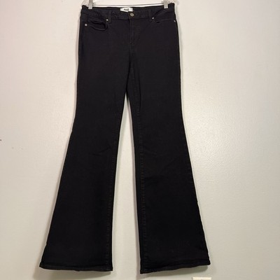 Paige Women's Sz 31 Black Flare Jeans Boho Stretch Denim Western Office