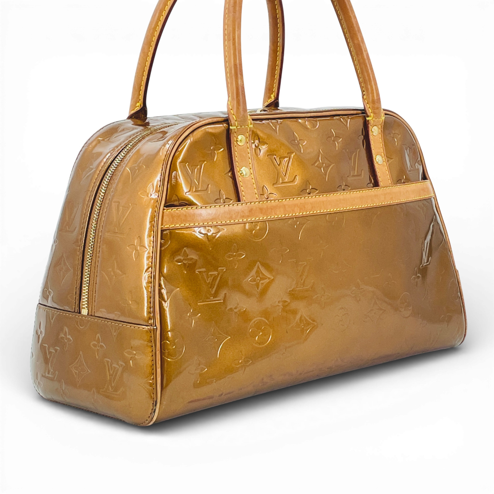 Auth LOUIS VUITTON Monogram Vernis Bronze Tomkins Square M91103 Ladies Handbag