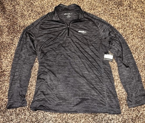 Eddie Bauer Men’s Resolution Quarter Zip Pullover Carbon Size L NWT Moisture Wic
