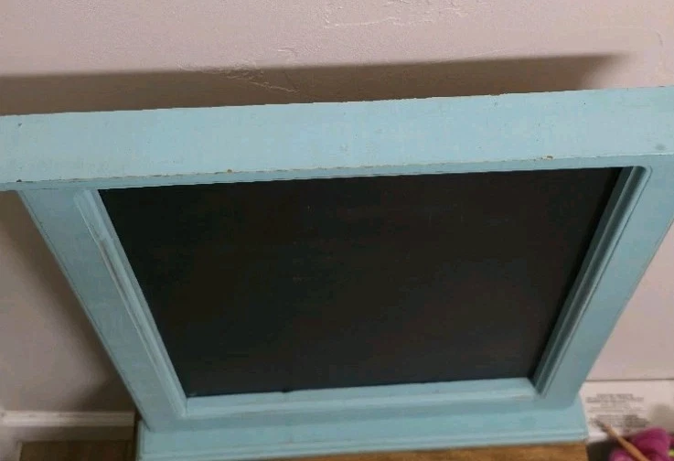 Vtg Upcycled Turquoise Blue Wood Framed Chalkboard Farmhouse Country Cottage 23" - Image 2 of 3