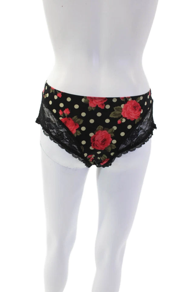 Calcinha Lise Charmel Feminina Bolinhas Estampa Floral Acabamento em Renda Preta Tamanho 12 - Imagem 3 de 4