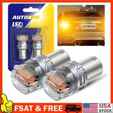 2X 1156 LED Amber DRL Switchback Turn Signal Indicator Parking Light Bulbs Lamp