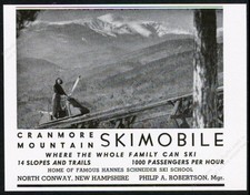 1953 Cranmore Mountain NH ski area Skimobile photo vintage travel print ad