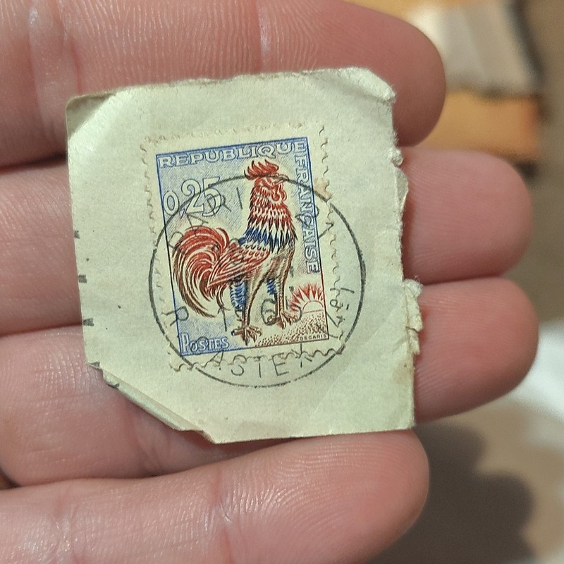 France & Colonies 0.25 Pre-Decimal Postage Stamp Rooster Used Handstamped
