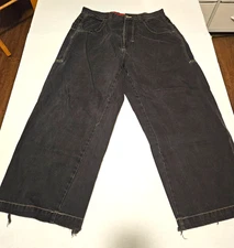 Vintage JNCO 36x30 Inseam Flaming Skull Logo Pocket Distressed