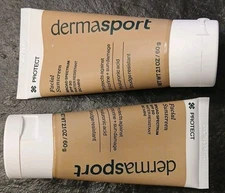 2 Tubes dermasport Facial Sunscreen SPF 50, Water Resistant (80 Min)
