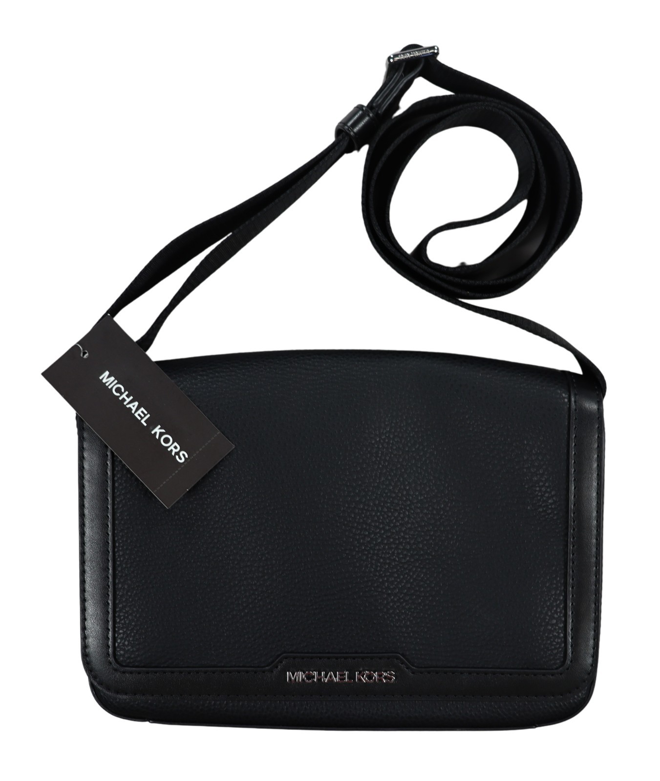 Michael Kors Genuine Leather Magnetic Flap Men's Unisex Shoulder Bag NWT Black