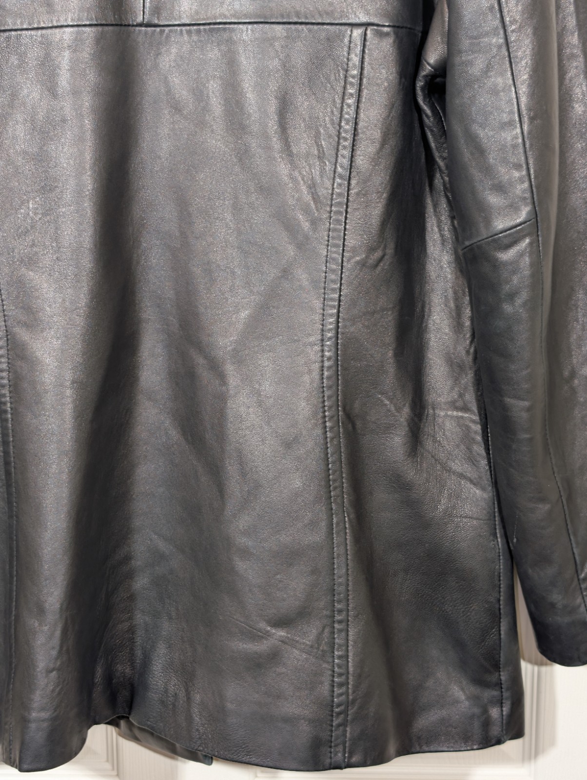 Vintage Genuine Leather Jacket Black Coat Lady Hathaway Soft Size Large
