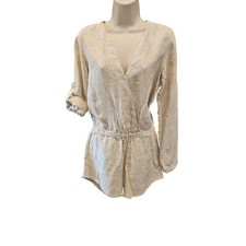 Cloth and Stone Anthropologie pocket Romper XS Neutral Snake Print Linen tencel