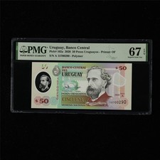 2020 Uruguay Banco Central 50 Pesos Uruguayos Pick#102a PMG 67 EPQ UNC 01