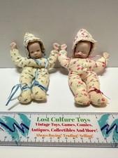 Juego de muñecas de porcelana Sugar Lump 1986 vintage gemelos bebés