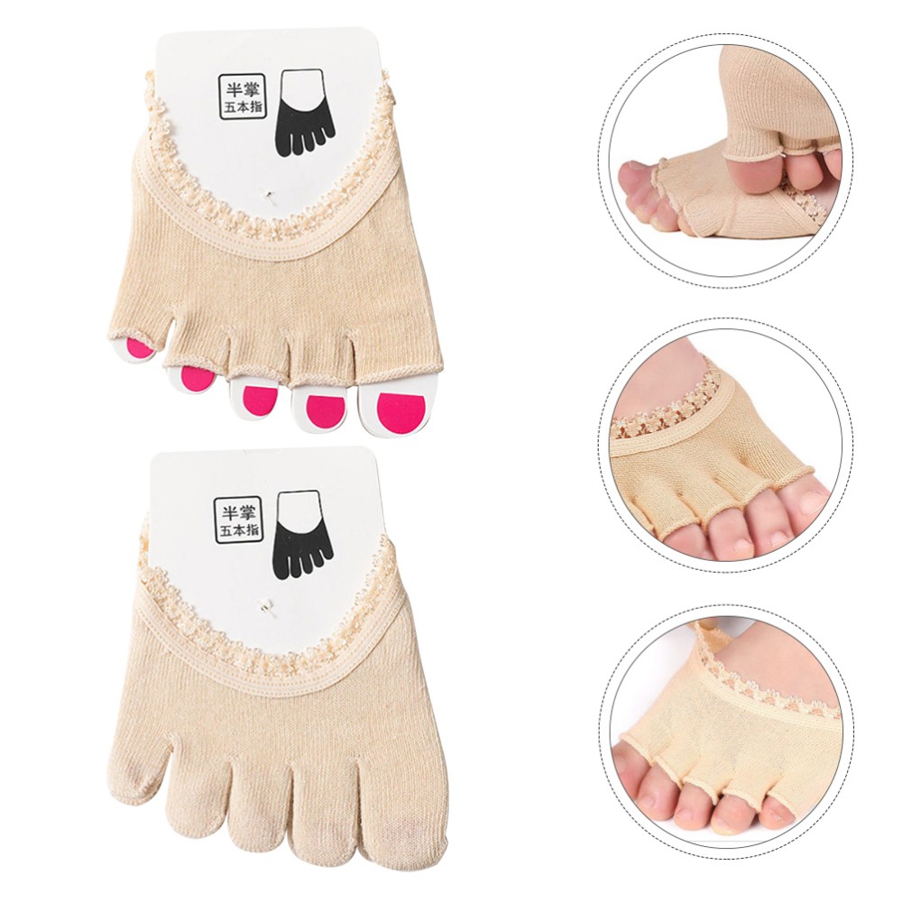 SAOLA 2 Paia Calze Pizzo Cinque Dita Miss Donna Donna Bocca Profonda Suola Pad