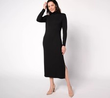 Women with Control Tall Finespun Jersey Tummy Control Midi Dress Black XL New