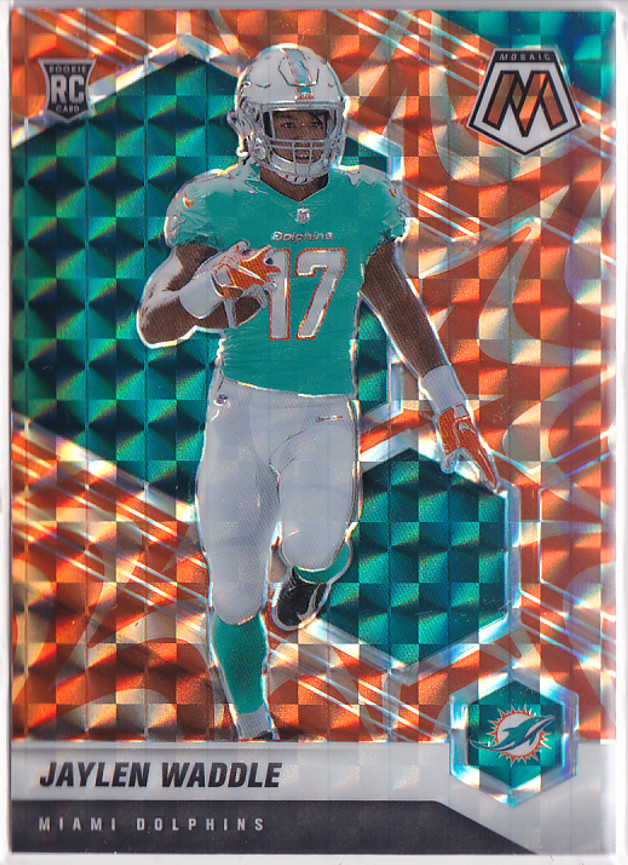 2021 Panini Mosaic Prizm Reactive Orange #308 Jaylen Waddle RC