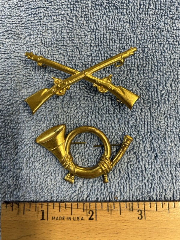 (2) BANNERMAN I. W. M1873 and M 1875 INFANTRY INSIGNIA (2)… CUSTER ERA