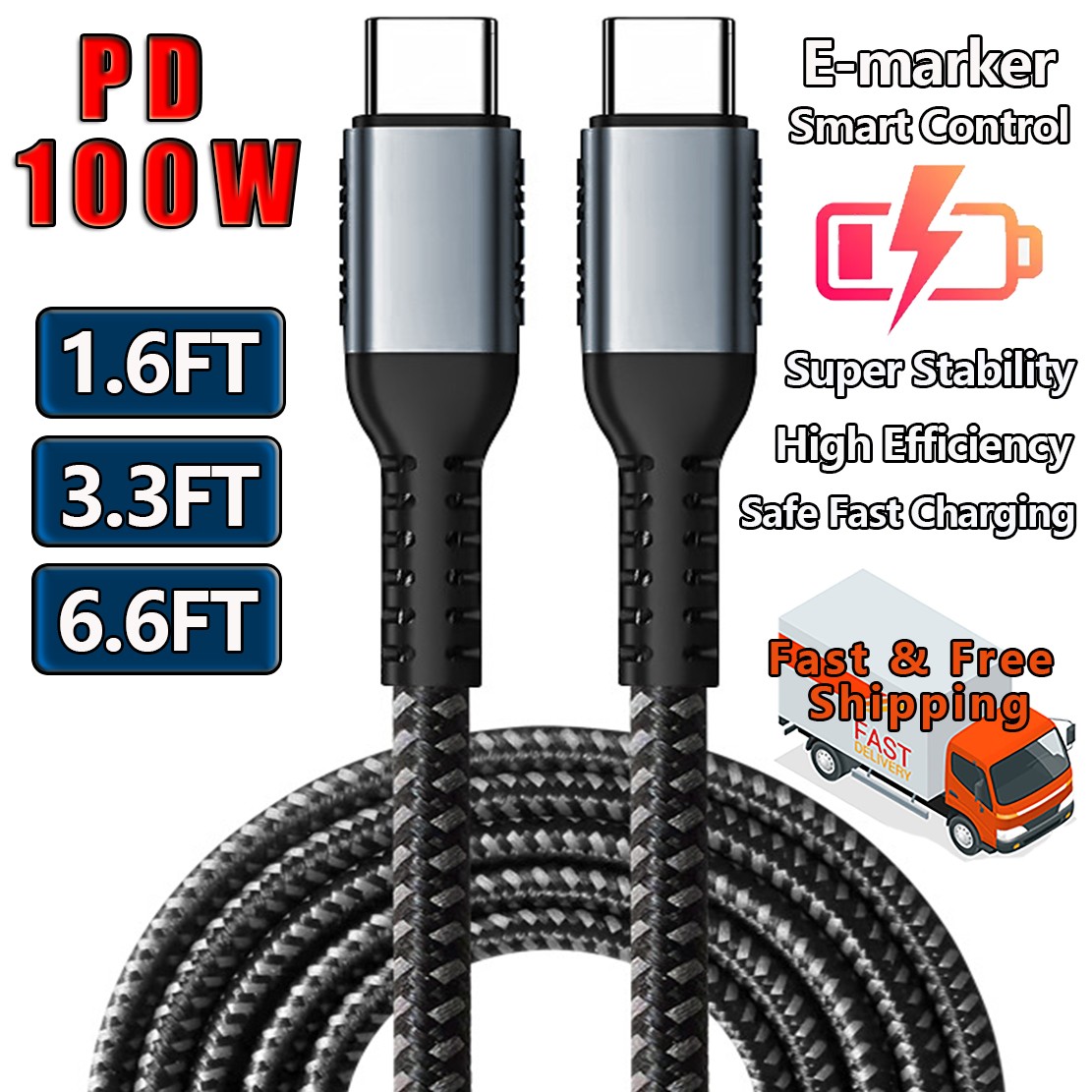 USB C to USB C Cable,Type-C 100W Fast Charger Cord for iPhone15/16