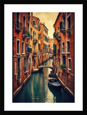 Gerahmtes Wandbild Poster Leinwanddruck Bild dramatische Kanäle Venedig