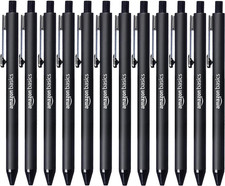 Retractable Ballpoint Pens with Comfortable Grip for Smooth Writing, Black, Note