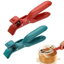 2Pcs Hot Plate Grippers, Silicone Anti Scald Bowl Holder Clip, Red, Green